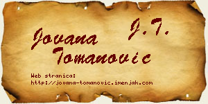Jovana Tomanović vizit kartica